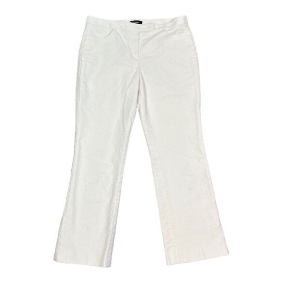 Theory Crop Pants Moleskin Twill Winter White Flare Leg Cotton Spandex Size 4 - Picture 2 of 14